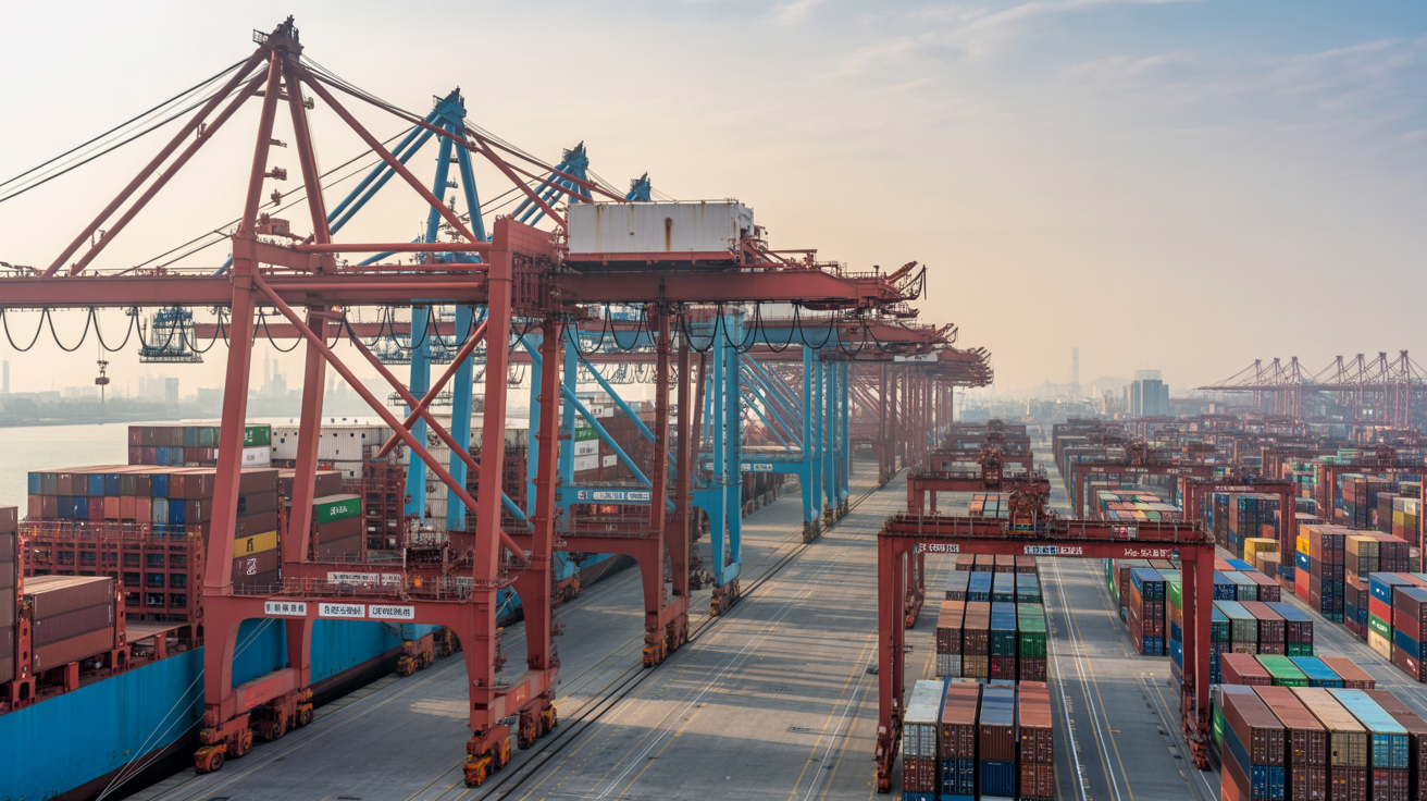 Contenedores de carga en puerto chino con destino a Colombia