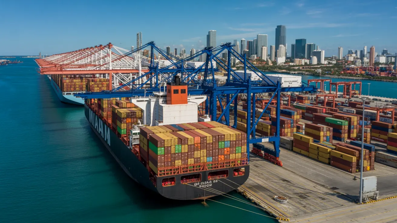 Puerto de Miami con carga lista para exportar a Colombia